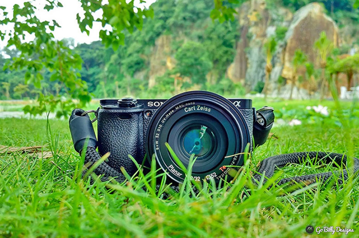 camera placed on grass